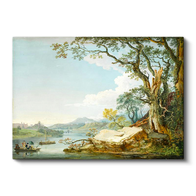 Yatay Kanvas Tablo Paul Sandby Windsor Kalesi Nehir Kenarı Piknik Detayı Ressam Tablosu Duvar Dekoru