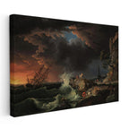 Yatay Kanvas Tablo C.J. Vernet Gemi Enkazı Manzarası Uçurum Kenarı Ressam Tablosu Ev Ofis Dekoru