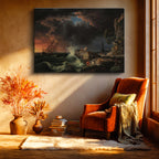 Yatay Kanvas Tablo C.J. Vernet Gemi Enkazı Manzarası Uçurum Kenarı Ressam Tablosu Ev Ofis Dekoru