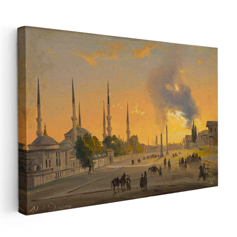 Yatay Kanvas Tablo Ippolito Caffi Sultanahmet Meydanı Obelisk Minare Ressam Tablosu Ev Ofis Dekoru