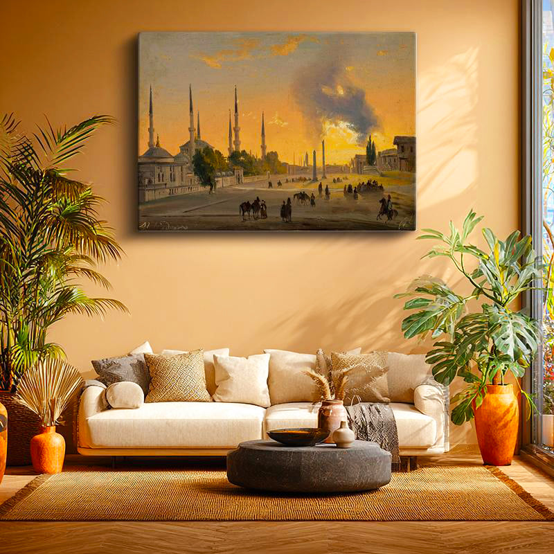 Yatay Kanvas Tablo Ippolito Caffi Sultanahmet Meydanı Obelisk Minare Ressam Tablosu Ev Ofis Dekoru