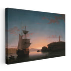 Yatay Kanvas Tablo Fitz Henry Lane Sunset at Sea Fener Ressam Tablosu Ev Ofis Duvar Dekoru