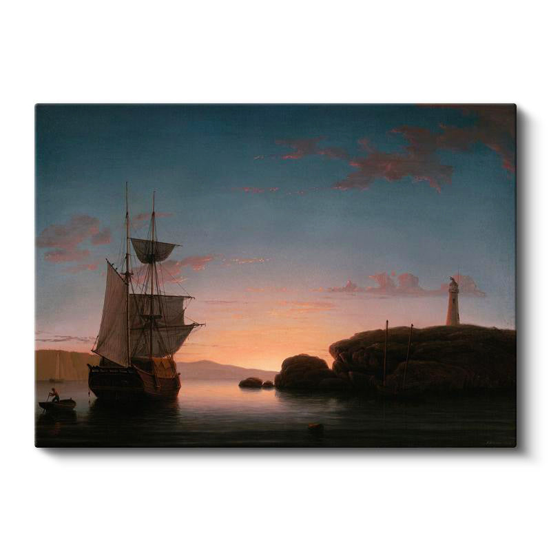 Yatay Kanvas Tablo Fitz Henry Lane Sunset at Sea Fener Ressam Tablosu Ev Ofis Duvar Dekoru