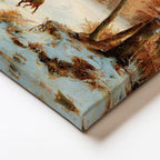 Yatay Kanvas Tablo August Cappelen Kış Donmuş Göl Kenarında Kale Ressam Tablosu Ev Ofis Duvar Dekoru