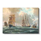 Yatay Kanvas Tablo John Stobart Denizde Yelkenliler Buharlı Ressam Tablosu Ev Ofis Duvar Dekoru