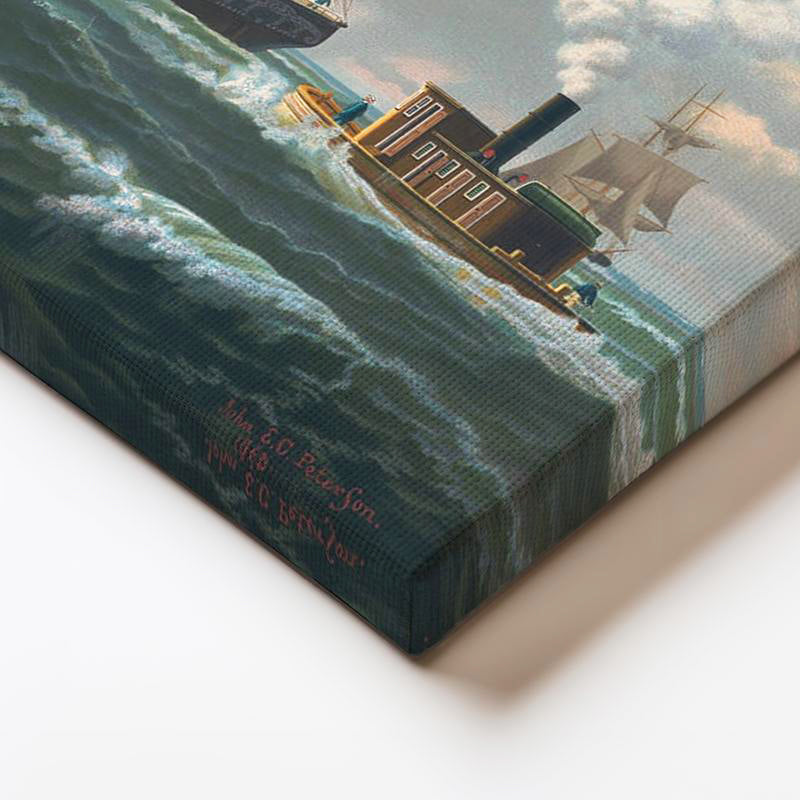 Yatay Kanvas Tablo John Stobart Denizde Yelkenliler Buharlı Ressam Tablosu Ev Ofis Duvar Dekoru