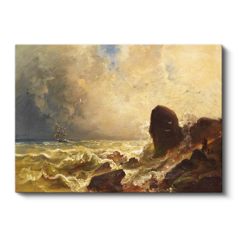 Yatay Kanvas Tablo William Trost Richards Fırtınalı Deniz Ressam Tablosu Ev Ofis Duvar Dekoru