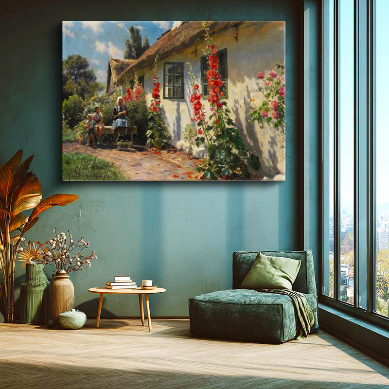 Yatay Kanvas Tablo Peder Severin Krøyer Hasır Çatılı Ebe Ressam Tablosu Ev Ofis Duvar Dekoru