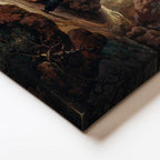 Yatay Kanvas Tablo C.J. Vernet Balıkçı ve Harabe Kuleli Köy Manzarası Ressam Tablosu Duvar Dekoru