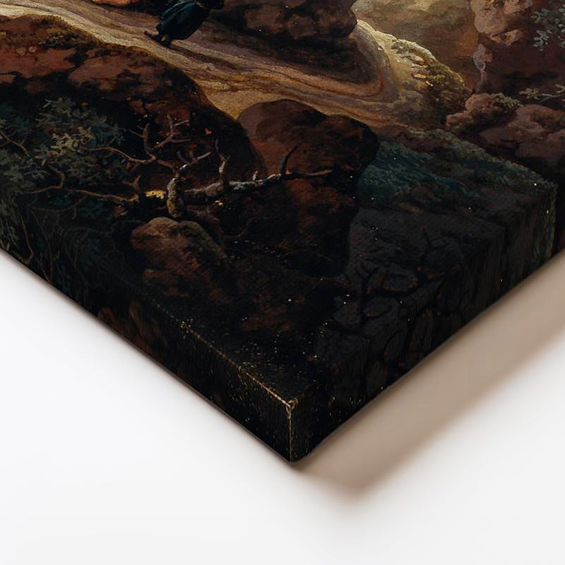 Yatay Kanvas Tablo C.J. Vernet Balıkçı ve Harabe Kuleli Köy Manzarası Ressam Tablosu Duvar Dekoru