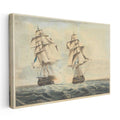 Yatay Kanvas Tablo Robert Dodd Deniz Savaşı Yelkenli Fırkateynler Ressam Tablosu Ev Ofis Dekoru