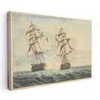 Yatay Kanvas Tablo Robert Dodd Deniz Savaşı Yelkenli Fırkateynler Ressam Tablosu Ev Ofis Dekoru