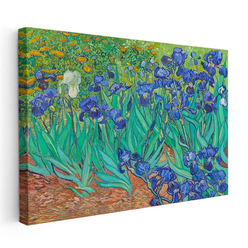 Yatay Kanvas Tablo Vincent van Gogh İris Çiçekleri Bahçe Mavi Ressam Tablosu Ev Ofis Duvar Dekoru