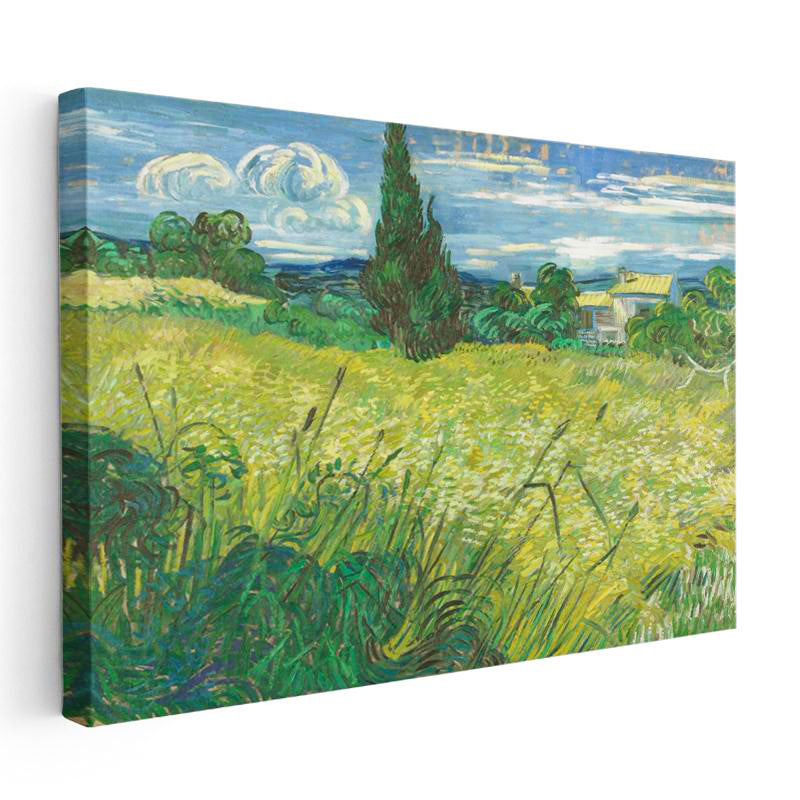 Yatay Kanvas Tablo Van Gogh Selvi Ağacı ve Çayır Ressam Tablosu Ev Ofis Duvar Dekoru