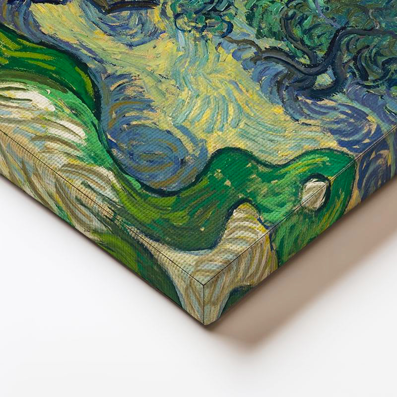 Yatay Kanvas Tablo Van Gogh Zeytin Ağaçları Mavi Dağlar Bulutlu Ressam Tablosu Ev Ofis Duvar Dekoru