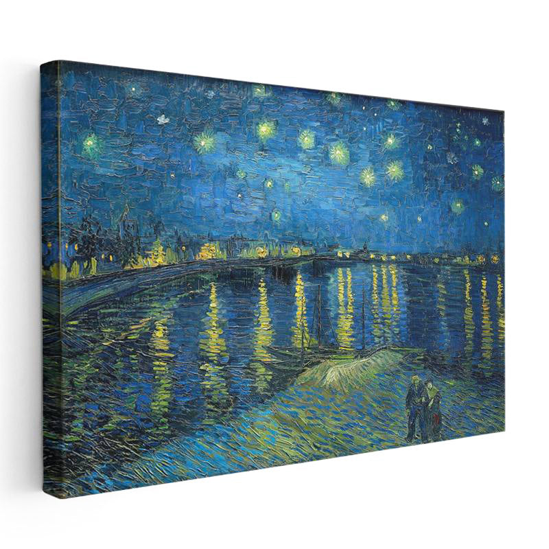 Yatay Kanvas Tablo Van Gogh Rhone Üzerinde Yıldızlı Gece Rıhtım Ressam Tablosu Ev Ofis Duvar Dekoru