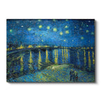 Yatay Kanvas Tablo Van Gogh Rhone Üzerinde Yıldızlı Gece Rıhtım Ressam Tablosu Ev Ofis Duvar Dekoru