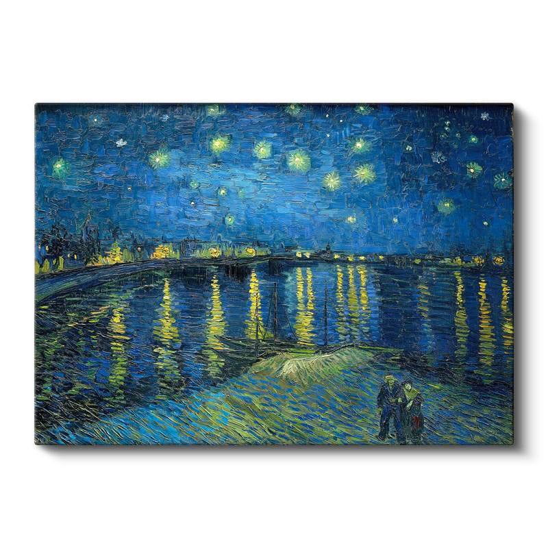 Yatay Kanvas Tablo Van Gogh Rhone Üzerinde Yıldızlı Gece Rıhtım Ressam Tablosu Ev Ofis Duvar Dekoru