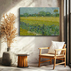 Yatay Kanvas Tablo Van Gogh İrisler ve Buğday Tarlası Köy Ressam Tablosu Ev Ofis Duvar Dekoru