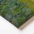 Yatay Kanvas Tablo Van Gogh İrisler ve Buğday Tarlası Köy Ressam Tablosu Ev Ofis Duvar Dekoru