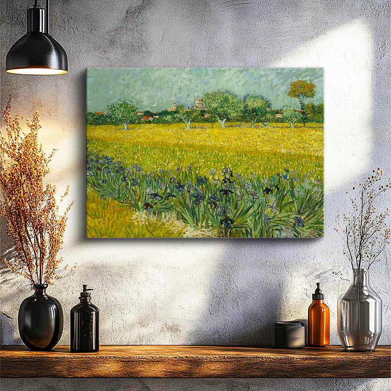 Yatay Kanvas Tablo Van Gogh Buğday Tarlası Köy Ressam Tablosu Ev Ofis Duvar Dekoru