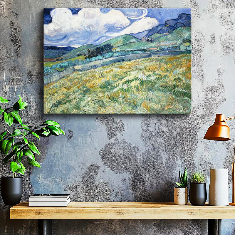 Yatay Kanvas Tablo Van Gogh Buğday Tarlası Yokuş Yukarı Ressam Tablosu Ev Ofis Duvar Dekoru