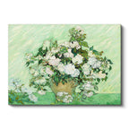 Yatay Kanvas Tablo Van Gogh Beyaz Güller Vazo Çiçekli Natürmort Ressam Tablosu Ev Ofis Duvar Dekoru