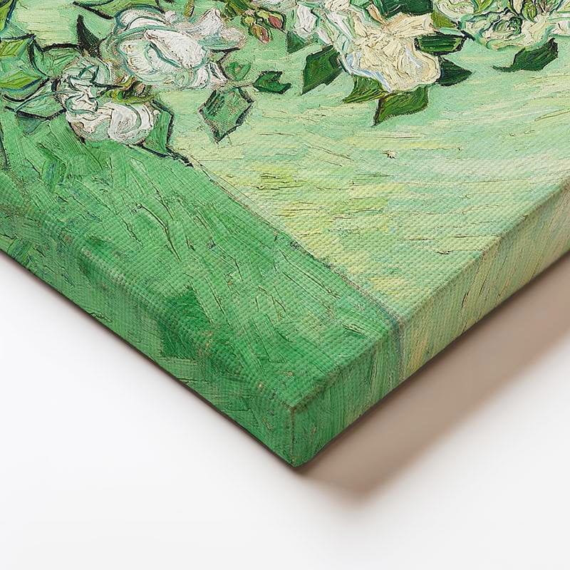 Yatay Kanvas Tablo Van Gogh Beyaz Güller Vazo Çiçekli Natürmort Ressam Tablosu Ev Ofis Duvar Dekoru
