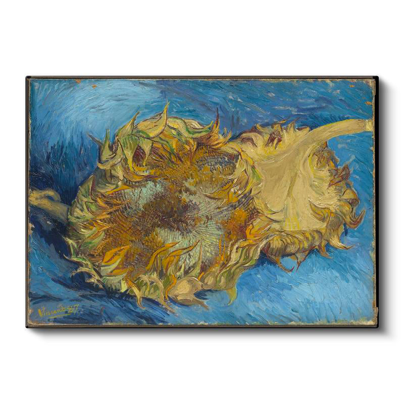 Yatay Kanvas Tablo Van Gogh Ters Çevrilmiş Ayçiçeği Mavi Ressam Tablosu Ev Ofis Duvar Dekoru