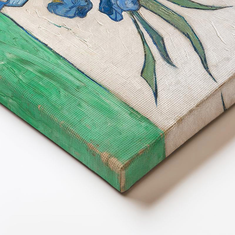 Yatay Kanvas Tablo Van Gogh Beyaz Vazoda Mavi İrisler Ressam Tablosu Ev Ofis Duvar Dekoru