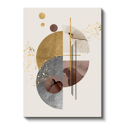 Kozmik Denge - Altın Vurgulu Geometrik Daireler Kompozisyonu Kanvas Tablo