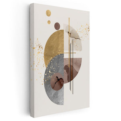 Kozmik Denge - Altın Vurgulu Geometrik Daireler Kompozisyonu Kanvas Tablo