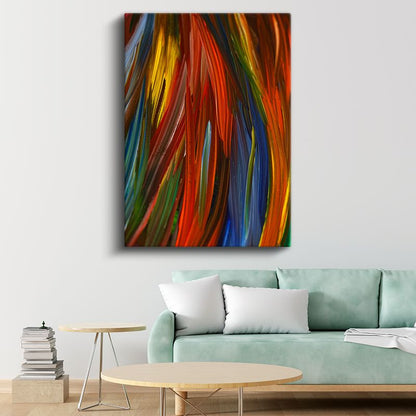 Renk Şelalesi - Canlı Tonlarda Dikey Fırça Darbeleri Kanvas Tablo