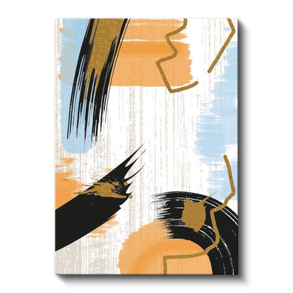 Altın Dokunuş - Mavi ve Turuncu Tonlarında Dinamik Kompozisyon Kanvas Tablo