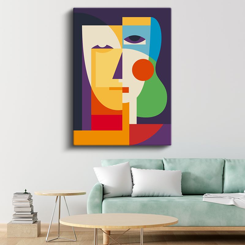 Geometrik Portre - Çok Renkli Kübist Yüz Kompozisyonu Kanvas Tablo