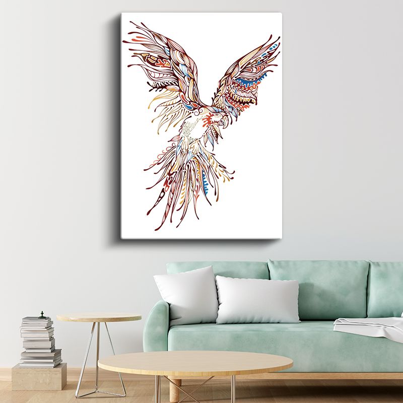 Özgürlük Kartalı - Renkli Çizgilerle Stilize Kuş Deseni Kanvas Tablo