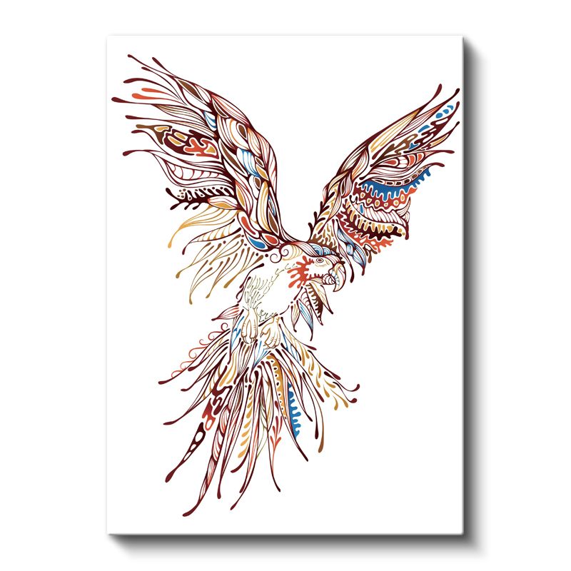 Özgürlük Kartalı - Renkli Çizgilerle Stilize Kuş Deseni Kanvas Tablo