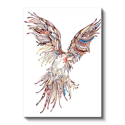 Özgürlük Kartalı - Renkli Çizgilerle Stilize Kuş Deseni Kanvas Tablo