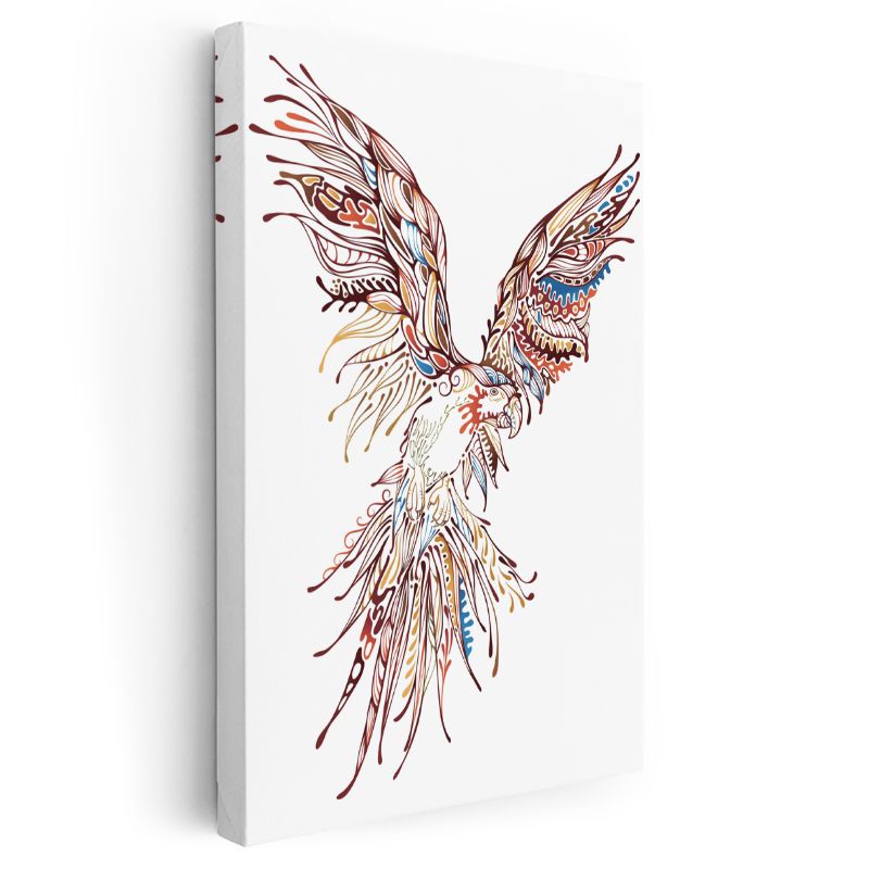 Özgürlük Kartalı - Renkli Çizgilerle Stilize Kuş Deseni Kanvas Tablo