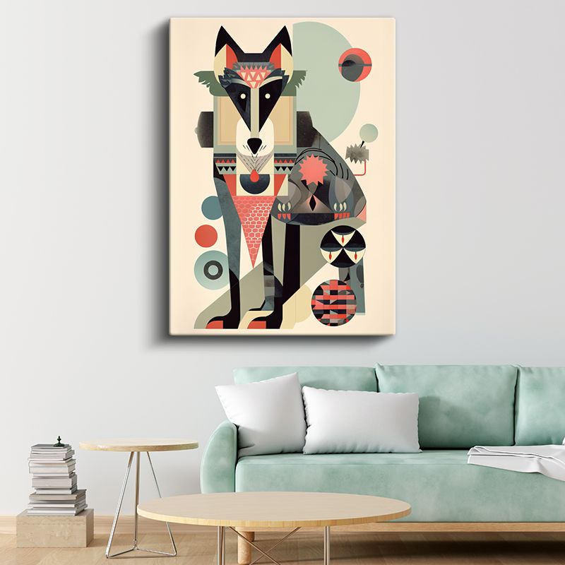 Geometrik Kurt - Modern Vektörel Hayvan Figürü Kanvas Tablo