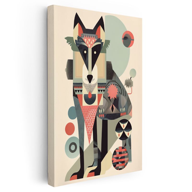 Geometrik Kurt - Modern Vektörel Hayvan Figürü Kanvas Tablo