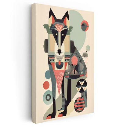 Geometrik Kurt - Modern Vektörel Hayvan Figürü Kanvas Tablo
