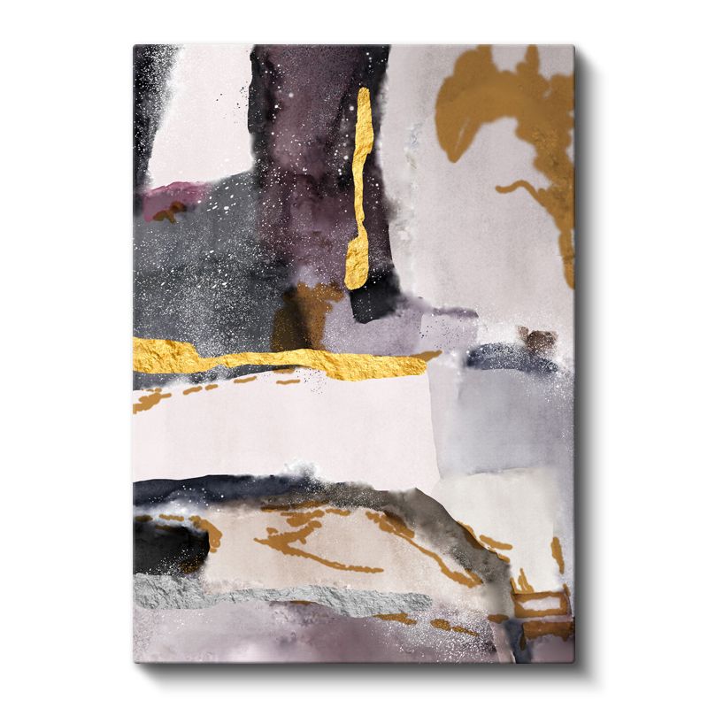 Altın Dokunuşlar - Soyut Akışkan Leke Kompozisyonu Kanvas Tablo