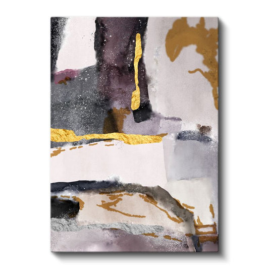 Altın Dokunuşlar - Soyut Akışkan Leke Kompozisyonu Kanvas Tablo