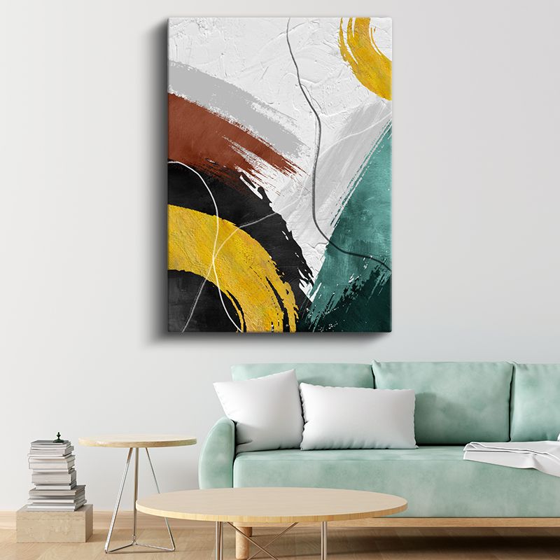 Geometrik Harmoni - Sarı ve Siyah Kontrast Kanvas Tablo