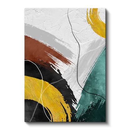 Geometrik Harmoni - Sarı ve Siyah Kontrast Kanvas Tablo