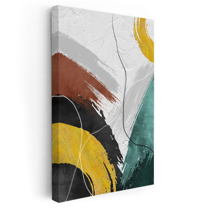 Geometrik Harmoni - Sarı ve Siyah Kontrast Kanvas Tablo