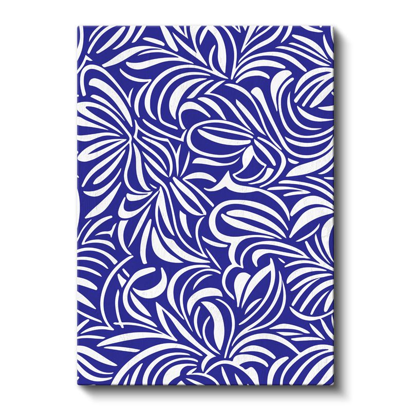 Mavi Labirent - Beyaz Organik Desenler Kanvas Tablo