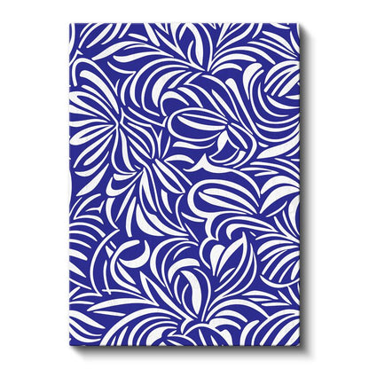 Mavi Labirent - Beyaz Organik Desenler Kanvas Tablo