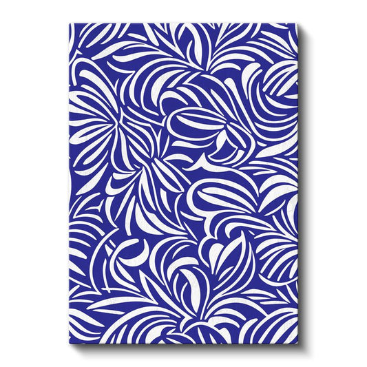 Mavi Labirent - Beyaz Organik Desenler Kanvas Tablo